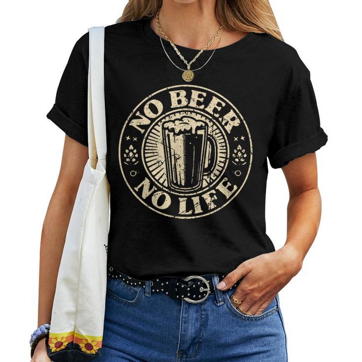 No Beer No Life ヴィンテージドリンク ビール愛好家 ビールファン向け レディースTシャツ