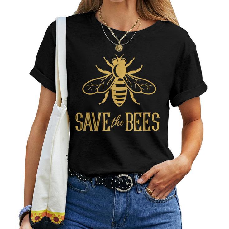 Save The Bees 花、じんましん、アースデイ、環境、平和 レディースTシャツ