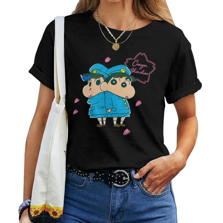 【映画】クレヨンしんちゃん 謎メキ！花の天カス学園 しんちゃんと風間くん レディースTシャツ