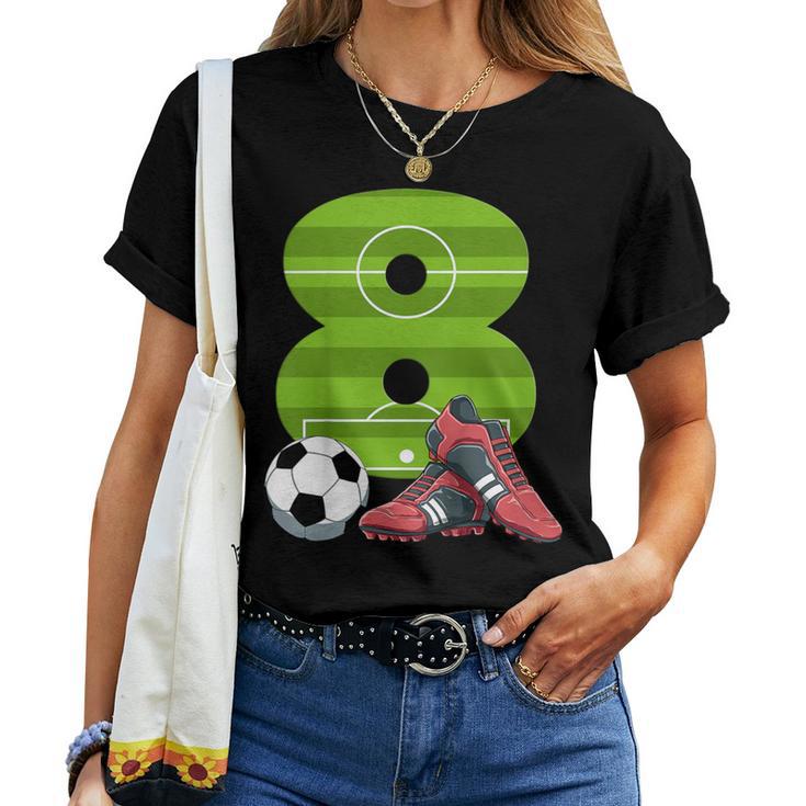 キッズ エイトバースデーサッカー 8歳の男の子 女の子 レディースTシャツ