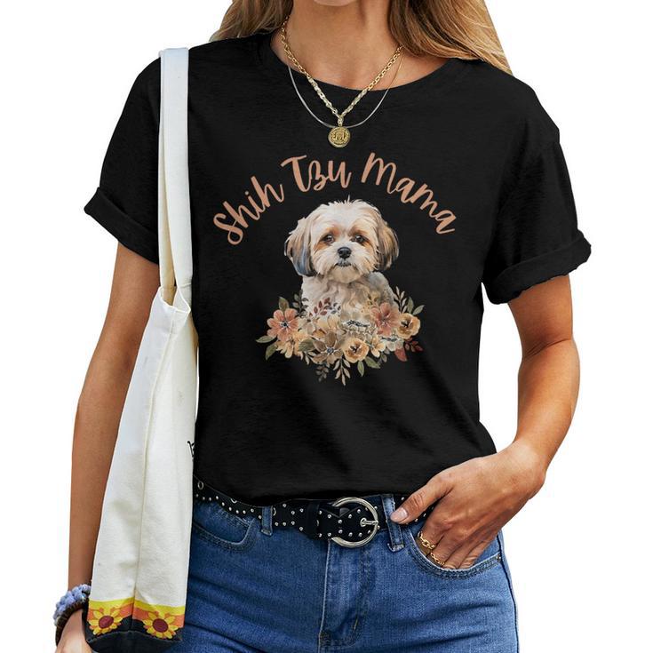 シーズーママ、シーズーママ、犬のお母さん、母の日、シーズー。 レディースTシャツ