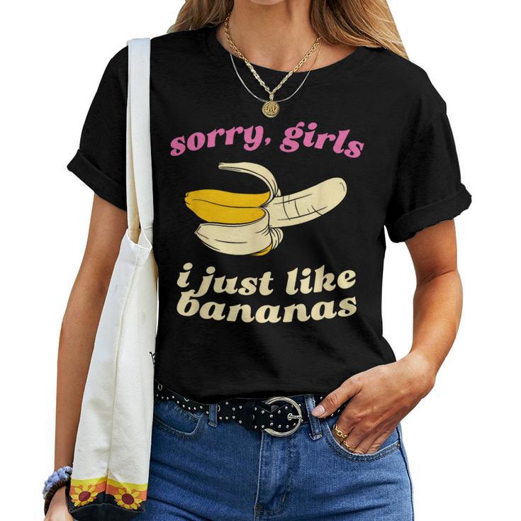 残念な女の子私はバナナが好き ゲイデート レディースTシャツ