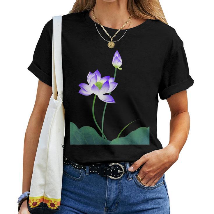 蓮の花シャツ 美しい紫蓮の花 レディースTシャツ