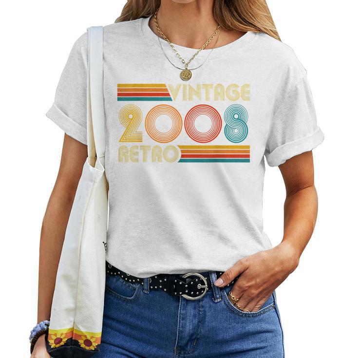 18歳の誕生日プレゼント 18歳 男性 女性 レトロ ヴィンテージ 2008 レディースTシャツ