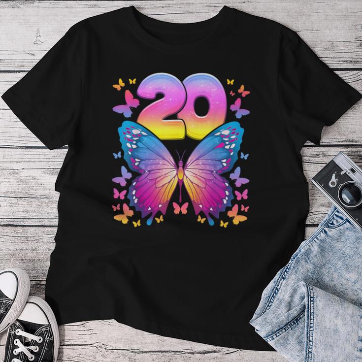 20 歳の誕生日、女の子 20 歳、蝶、数字 20 レディースTシャツ 面白い贈り物