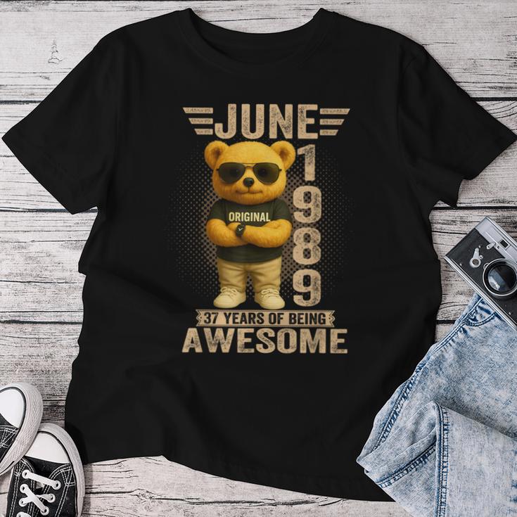 37歳 1989年6月 テディベア 37歳 誕生日 男性 女性 レディースTシャツ 面白い贈り物