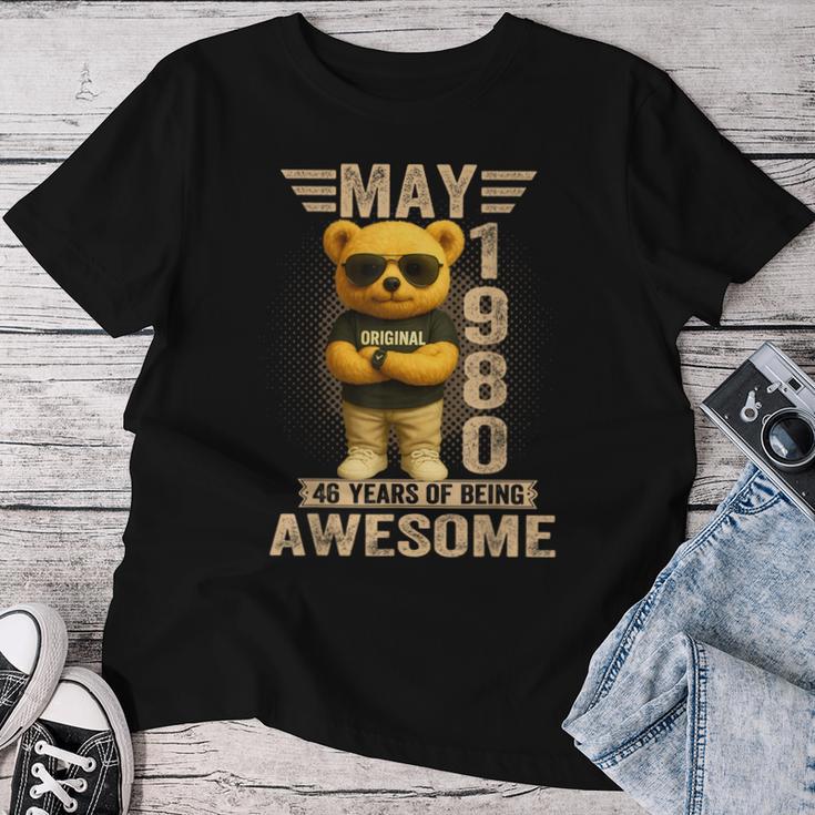 46歳 1980年5月 テディベア 46歳 誕生日 男性 女性 レディースTシャツ 面白い贈り物