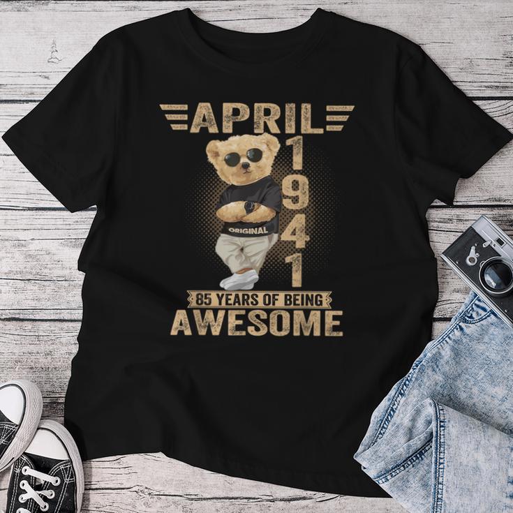 4月 85歳の誕生日 男性 女性 1941 素晴らしいテディベア レディースTシャツ 面白い贈り物