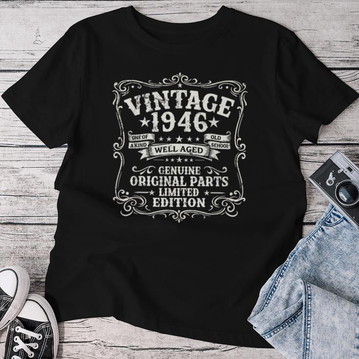 80歳 誕生日 男性女性intage 1946年1946年生まれ レトロデザインブランド レディースTシャツ 面白い贈り物