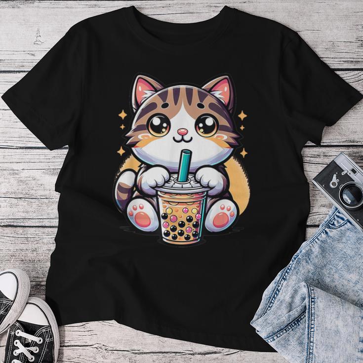 Boba Cat Drinking Boba Kitten Kawaii 日本人 男性 女性 キッズ レディースTシャツ 面白い贈り物