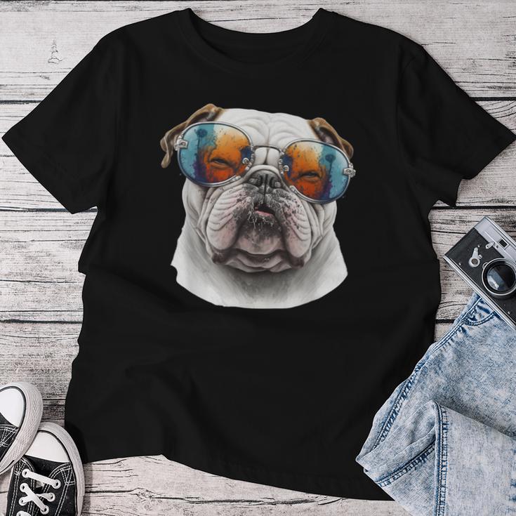 Bulldog Inglese Amante Dei Cani Mamma E Papà Maglietta da donna Regalos divertidos
