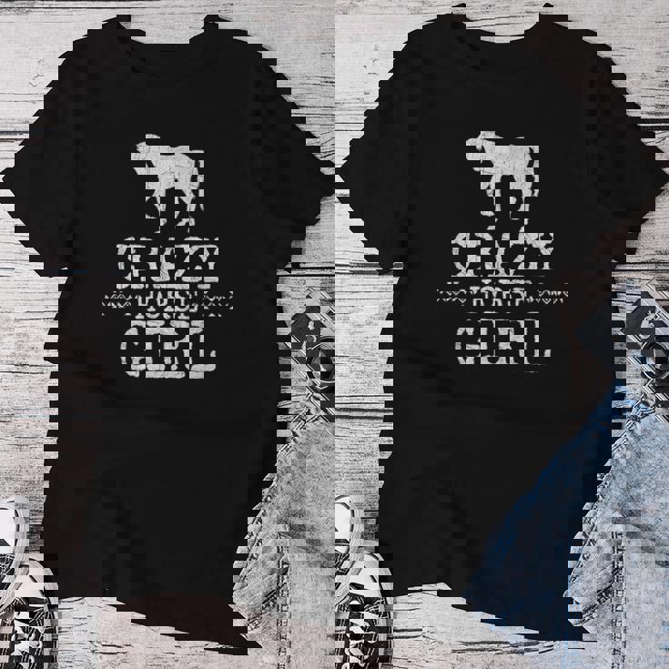 Crazy Horse Girl 、ストレスを感じたエクエストリアン愛好家へのギフト レディースTシャツ 面白い贈り物