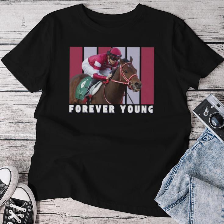 Forever Young Horse、競馬、デルマール、サンタアニタ 長袖tシャツ レディースTシャツ 面白い贈り物