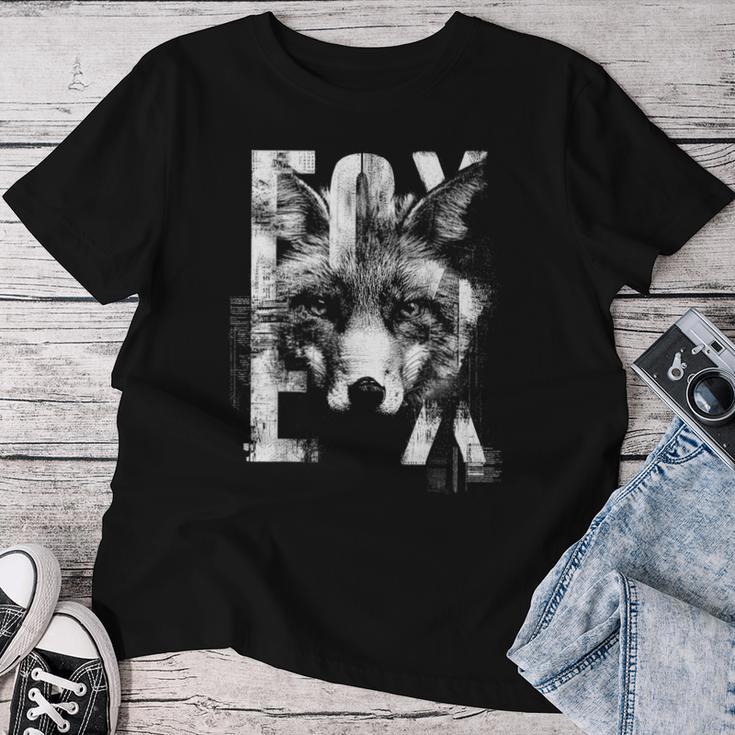 Fox グラフィックアート 動物愛好家 野生動物 森 男性 女性 レディースTシャツ 面白い贈り物