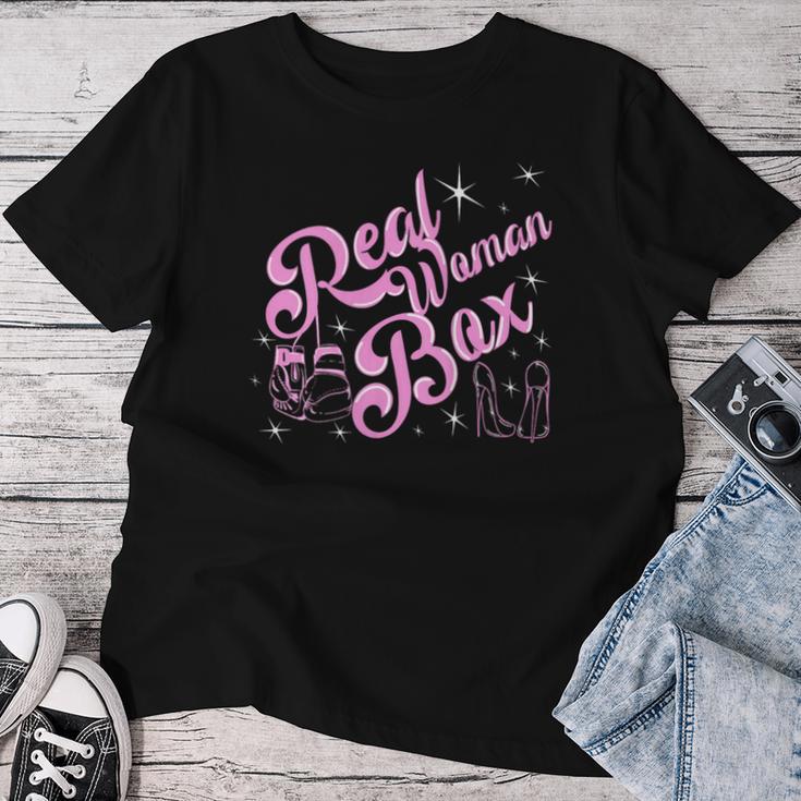 Guantes De Boxeo Rosa Real Woman Box Bóxer In Mangas Camiseta de mujer Regalos divertidos