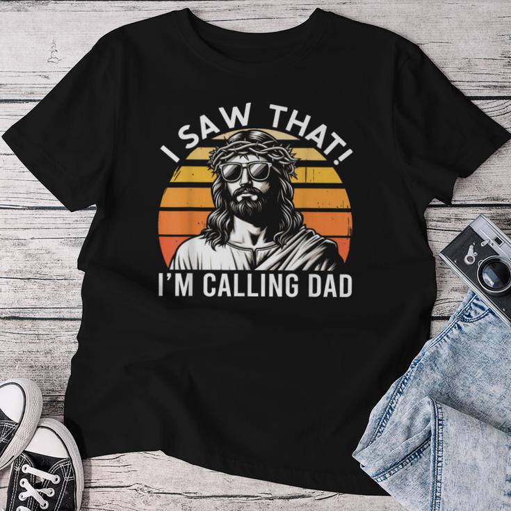 Hoisto Cheto Chiamando Papà Jesus Meme Christian Maglietta da donna Regalos divertidos