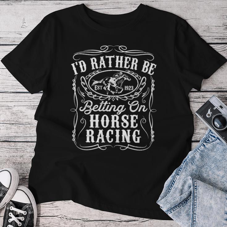 Id Rather Be Betting On Horse Racing 面白い 馬 ダービー ギフト 長袖tシャツ レディースTシャツ 面白い贈り物