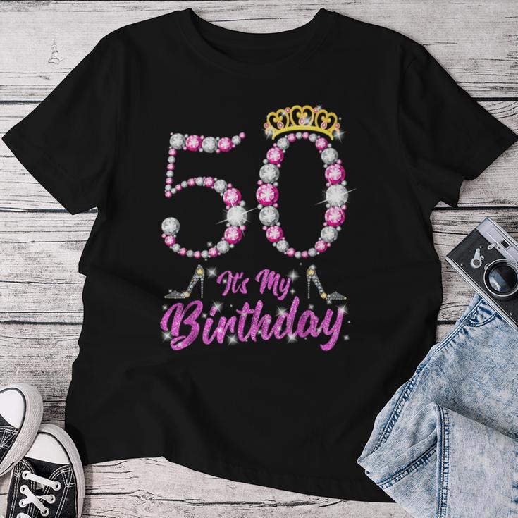It's My 50Th Birthday Queen Tiarahoes 50歳 Old Bday ギフト レディースTシャツ 面白い贈り物