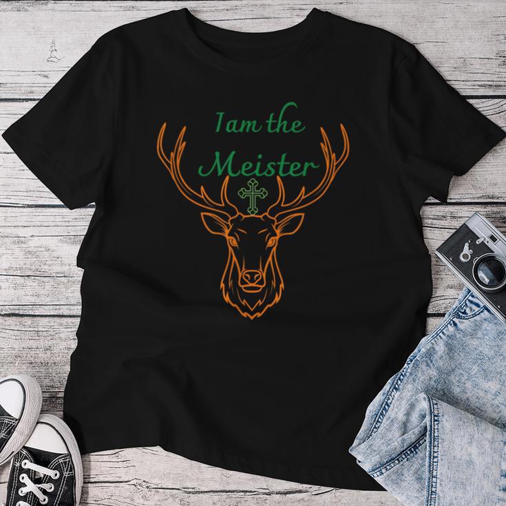 Jaegermeister Meister Deer Family Dad Mum Cheeky レディースTシャツ 面白い贈り物