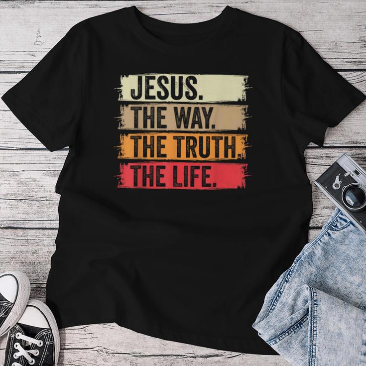 Jesus The Way The Truth Life Erse Christian Worship レディースTシャツ 面白い贈り物