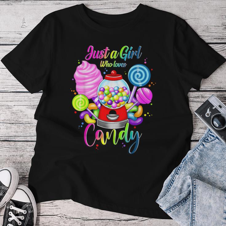 Just A Girl Who Loves Candy、レインボースイーツテスターギフト レディースTシャツ 面白い贈り物