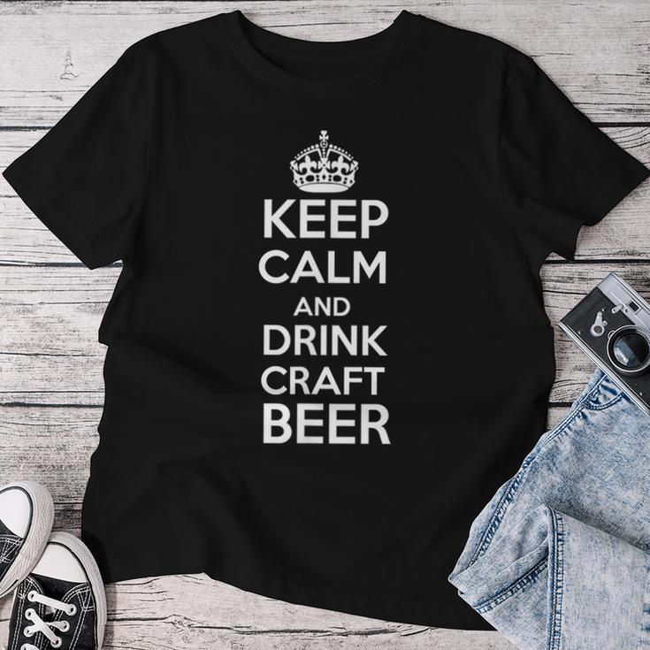 Keep Calm And Drink Craft Beer Beer Lover レディースTシャツ 面白い贈り物