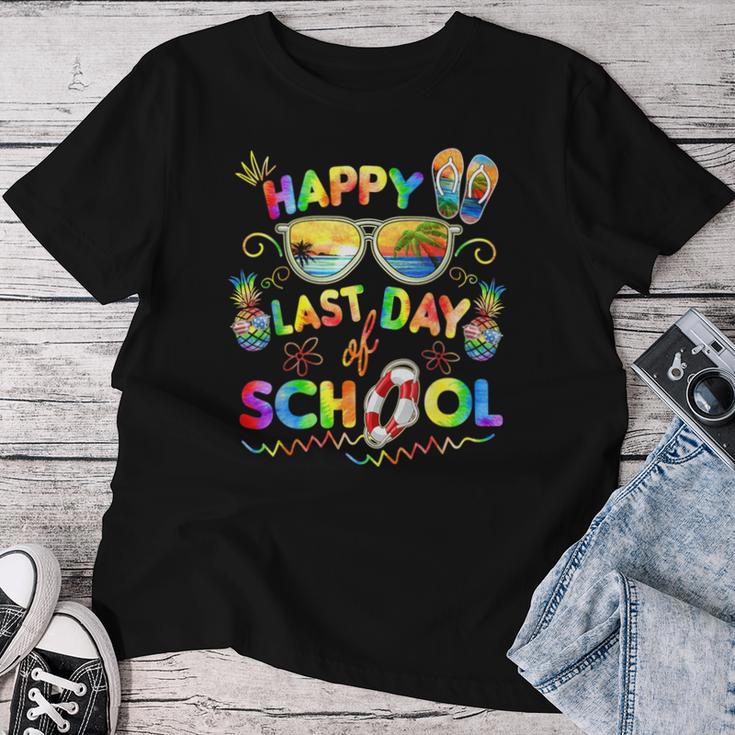 Last Day Ofchool For Teacher Off Duty Tie And Dye レディースTシャツ 面白い贈り物
