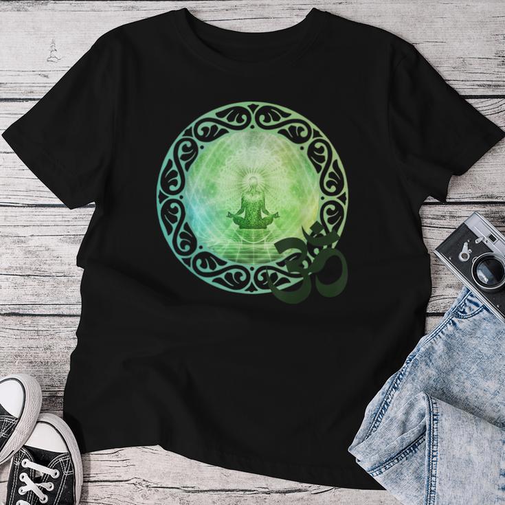 Mandala Namaste スピリチュアルブッダ ファッション服セット グリーン レディースTシャツ 面白い贈り物