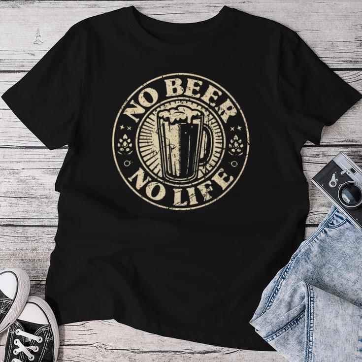No Beer No Life ヴィンテージドリンク ビール愛好家 ビールファン向け レディースTシャツ 面白い贈り物