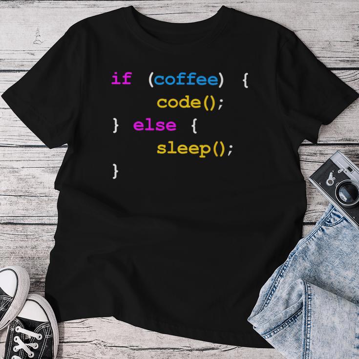 No Coffee No Code Itエンジニア プログラマー おもしろ レディースTシャツ 面白い贈り物