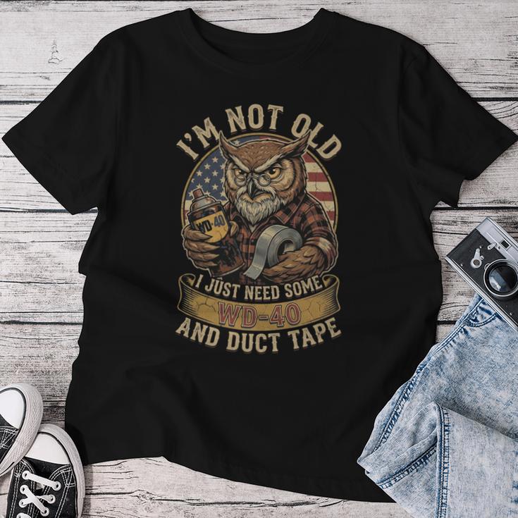 Owl I'm Not Old I Just Needome Wd40 & A Little ダクトテープ 長袖tシャツ レディースTシャツ 面白い贈り物