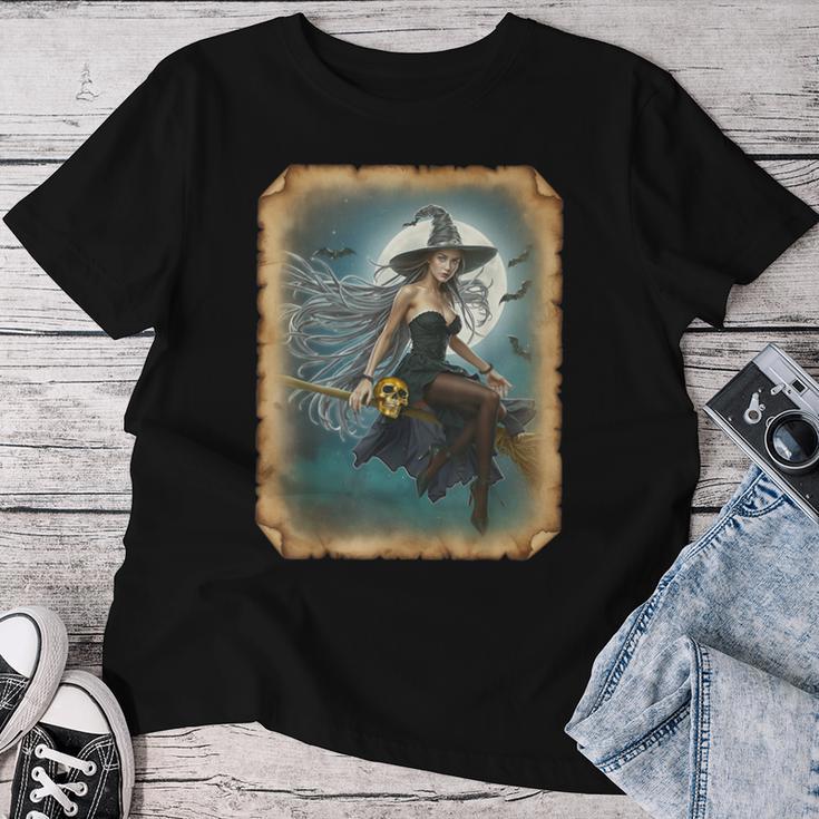 Pinup Girl 男性用 セクシーなハロウィーンの魔女 レディースTシャツ 面白い贈り物