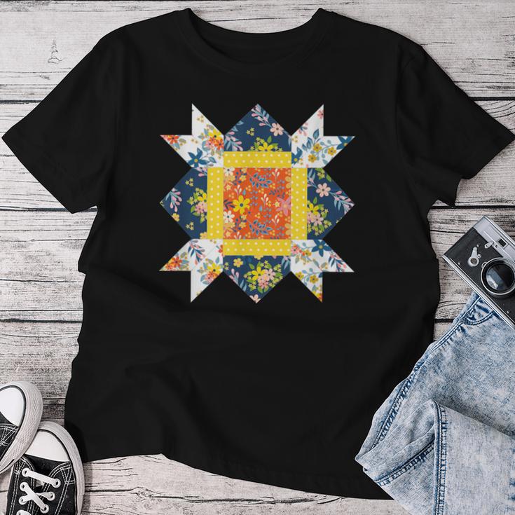 Quilters クラシック風防キルトブロック 花柄パッチワーク レディースTシャツ 面白い贈り物