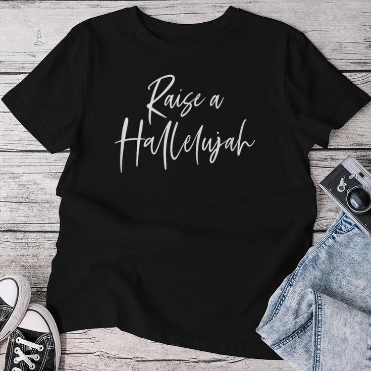 Raise A Hallelujah Christian Faith レディースTシャツ 面白い贈り物