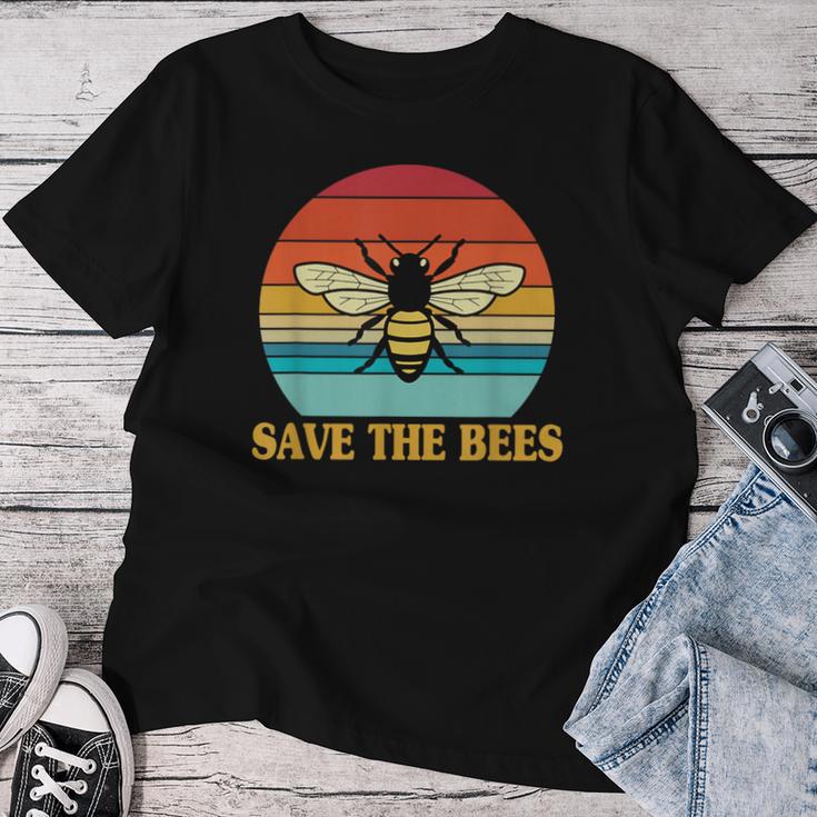 Save The Bees レトロスタイル 気候変動ave The Queen レディースTシャツ 面白い贈り物