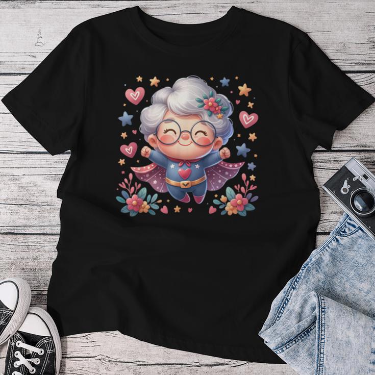かわいいスーパーヒーローおばあちゃんスーパーヒーローおばあちゃん レディースTシャツ 面白い贈り物