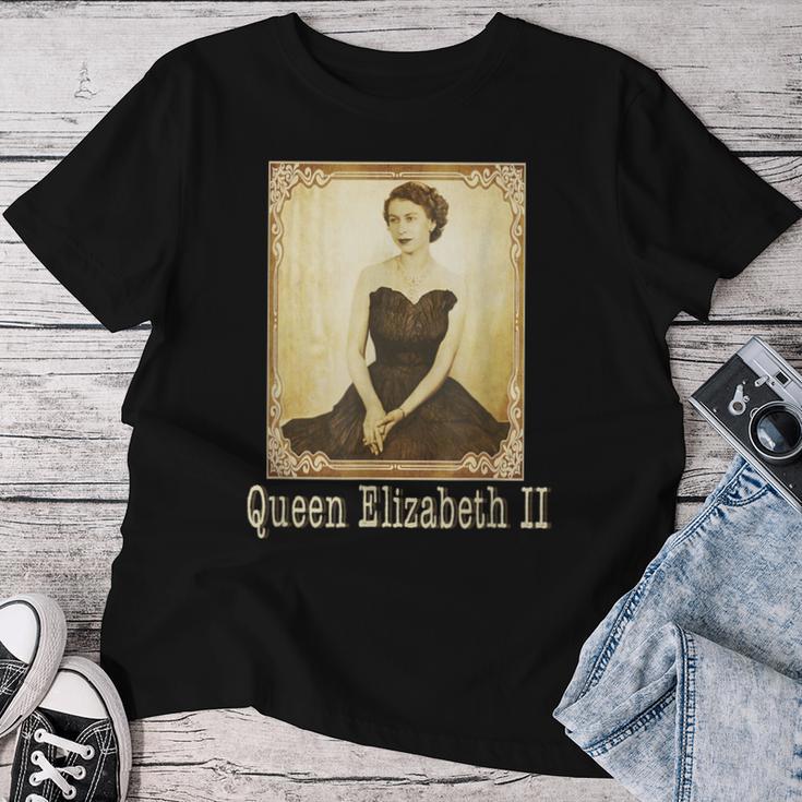 エリザベスii ヴィンテージ レトロ 神ave The Queen Uk Monarch レディースTシャツ 面白い贈り物