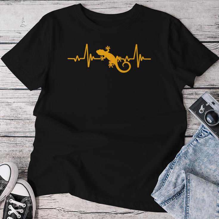 クレステッド ゲッコー ハートビート ヤモリ ハートビート 爬虫類のお母さん レディースTシャツ 面白い贈り物