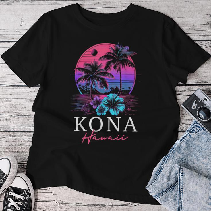 コナ ハワイ ハワイアン ハイビスカス 花 サーファー お土産 レディースTシャツ 面白い贈り物