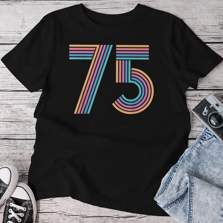 ナンバー 75 七五周年 男性 女性 75歳の誕生日 レディースTシャツ 面白い贈り物
