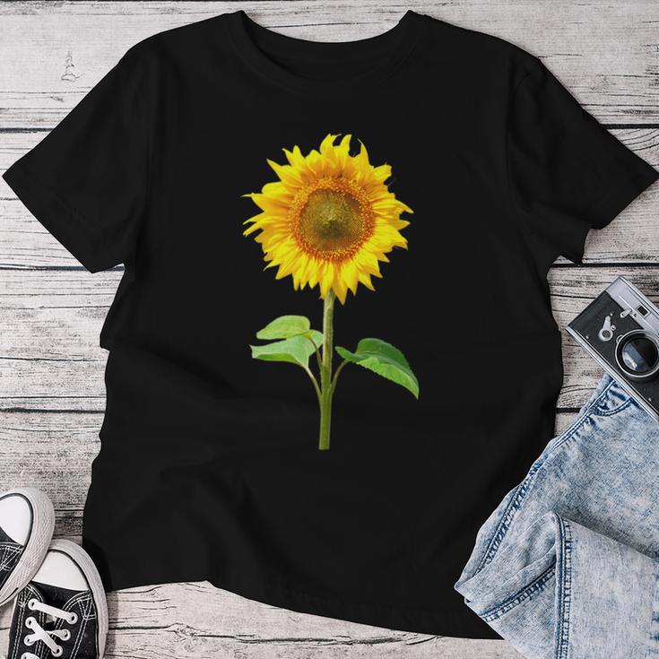 ヒマワリ 夏 花 庭 自然 レディースTシャツ 面白い贈り物