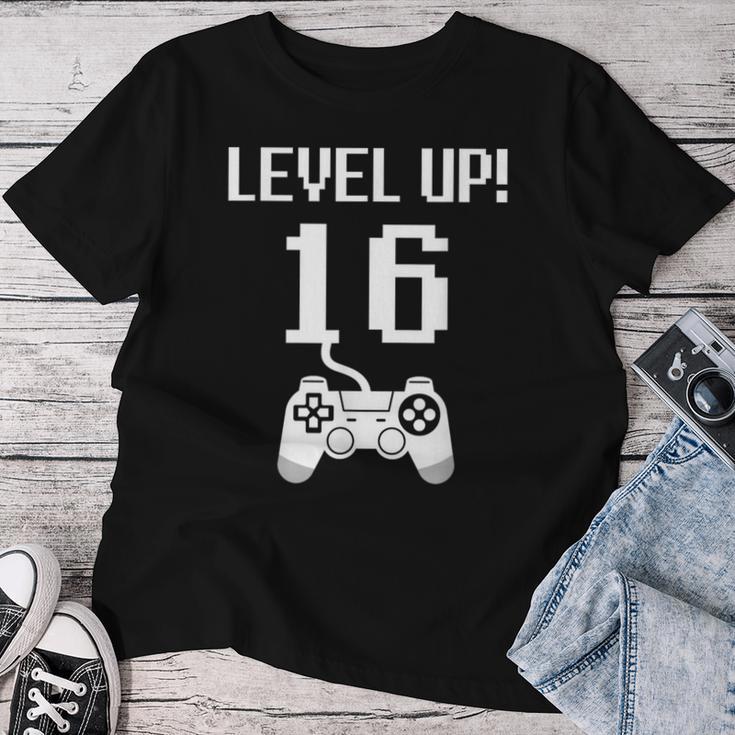 レベルアップ 16歳 誕生日プレゼント 男の子 女の子 レディースTシャツ 面白い贈り物