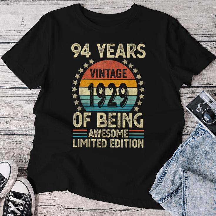ヴィンテージ 1929 94 歳男性女性面白い誕生日アパレル レディースTシャツ 面白い贈り物