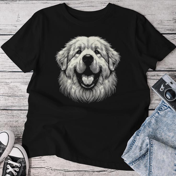 女性と男性のためのグレート ピレニーズ犬の顔のアート デザイン レディースTシャツ 面白い贈り物