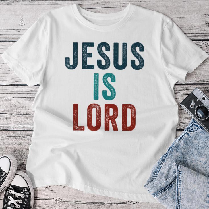 Jesus Is Lord – Christian Faithintage Born-Again Graphic レディースTシャツ 面白い贈り物