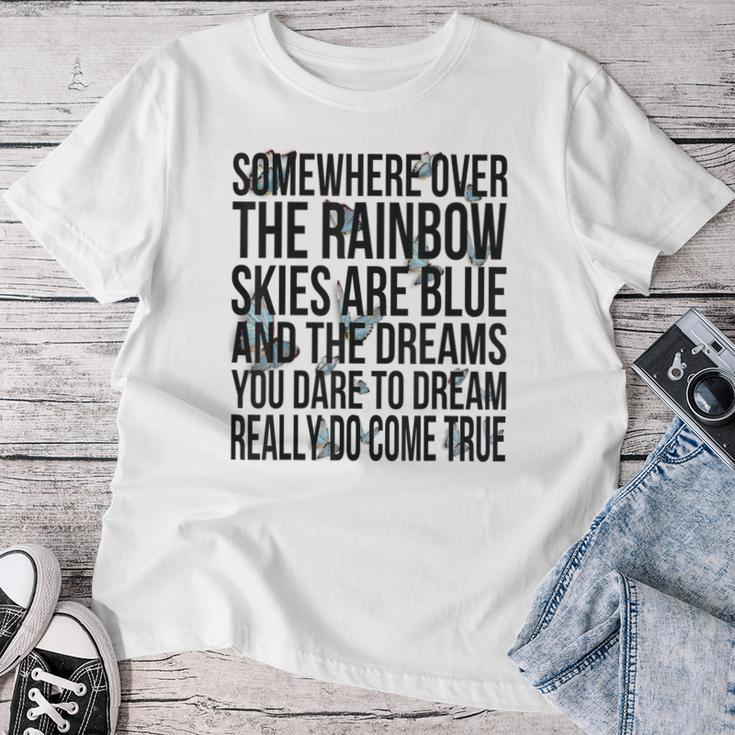Somewhere Over The Rainbow-メンズ レディース キッズ バタフライ レディースTシャツ 面白い贈り物