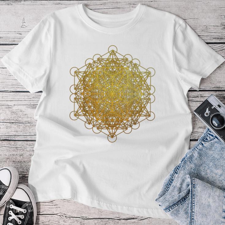 Vector Equilibrium 神聖なジオメトリーメタトロン 生命の花 レディースTシャツ 面白い贈り物