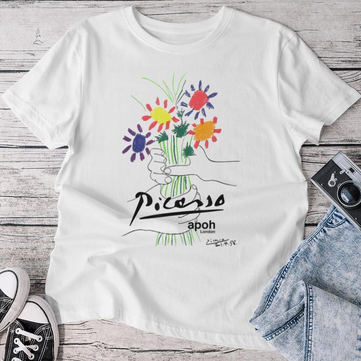 ピカソ 花 描画 クラシック アート グラフィック レディースTシャツ 面白い贈り物