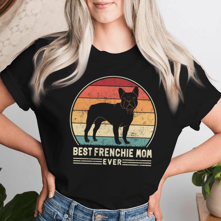 Best Frenchie Mom Ever レトロ フレンチブルドッグ ドッグ ママ 長袖tシャツ レディースTシャツ 彼女への贈り物