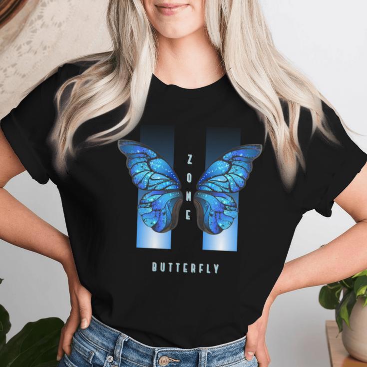 Blue Butterfly Beautiful Butterfly 長袖tシャツ レディースTシャツ 彼女への贈り物